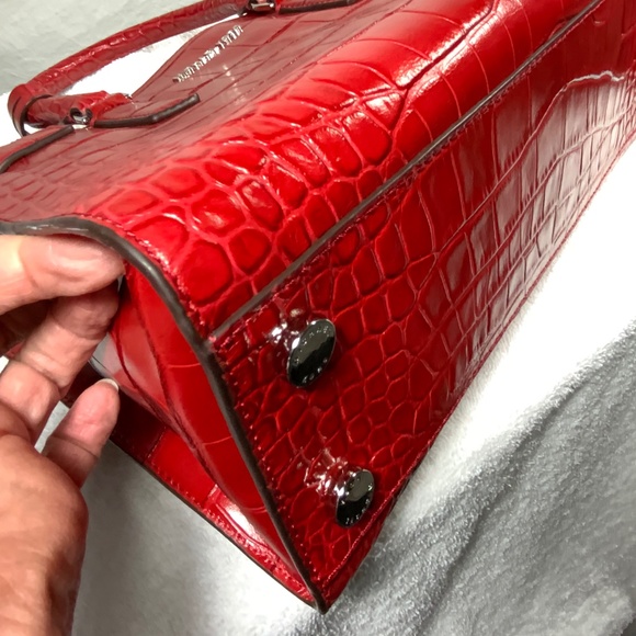 NWOT - Michael Kors Red Croc Satchel Tote Crossbody - Picture 12 of 16